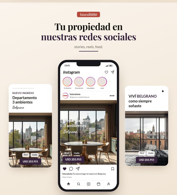 Plan de venta: la propiedad en las redes sociales de la inmobiliaria, en stories, reels y feed
